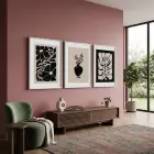 Siyah Bej Organik Formlar 3lü Beyaz Çerçeveli Tablo Seti Poster Tablo Duvar Tablo Ev Dekorasyonu