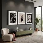 Siyah Bej Organik Formlar 3lü Siyah Çerçeveli Tablo Seti Tablo Çerçeve Salon Duvar Tablo Dekor