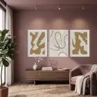 Toprak Tonları Soyut Sanat 3lü Beyaz Çerçeveli Tablo Seti Salon Duvar Tablo Poster Tablo