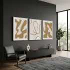 Toprak Tonları Soyut Sanat 3lü Beyaz Çerçeveli Tablo Seti Salon Duvar Tablo Poster Tablo