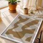 Toprak Tonları Soyut Sanat 3lü Beyaz Çerçeveli Tablo Seti Salon Duvar Tablo Poster Tablo