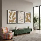 Toprak Tonları Soyut Sanat 3lü Siyah Çerçeveli Tablo Seti Tablo Çerçeve Duvar Dekoru Ev Dekorasyonu