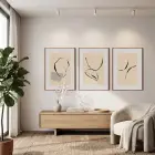 Akışkan Soyut Çizgiler Üçlü 3lü Ahşap Çerçeveli Tablo Seti Poster Tablo Duvar Tablo Ev Dekorasyonu