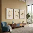 Akışkan Soyut Çizgiler Üçlü 3lü Ahşap Çerçeveli Tablo Seti Poster Tablo Duvar Tablo Ev Dekorasyonu