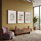 Soyut Organik Hatlar Üçlü Tablo 3lü Ahşap Çerçeveli Tablo Seti Poster Tablo Resim Çerçevesi