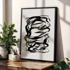 Minimalist Siyah Beyaz Formlar 3lü Siyah Çerçeveli Tablo Seti Tablo Çerçeve Salon Duvar Tablo Dekor
