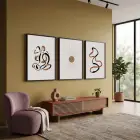 Toprak Tonları Soyut Çizgiler 3lü Siyah Çerçeveli Tablo Seti Poster Tablo Resim Çerçevesi Dekoratif