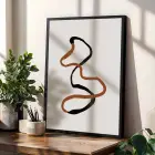 Toprak Tonları Soyut Çizgiler 3lü Siyah Çerçeveli Tablo Seti Poster Tablo Resim Çerçevesi Dekoratif
