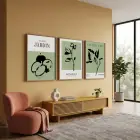 Minimalist Botanik Çizimler 3lü Ahşap Çerçeveli Tablo Seti Bohem Tablo Tablo Çerçeve Duvar Dekoru