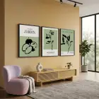 Minimalist Botanik Çizimler 3lü Siyah Çerçeveli Tablo Seti Bohem Tablo Poster Tablo Resim Çerçevesi