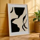 Soyut Bej Siyah Trio 3lü Ahşap Çerçeveli Tablo Seti Poster Tablo Duvar Tablo Ev Dekorasyonu