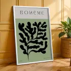 Yeşil Minimalist Bohem 3lü Beyaz Çerçeveli Tablo Seti Bohem Tablo Duvar Tablo Oda Dekorasyonu Salon