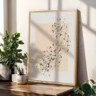 Bej Siyah Soyut Denge 3lü Ahşap Çerçeveli Tablo Seti Salon Duvar Tablo Poster Tablo
