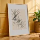 Bej Siyah Soyut Denge 3lü Ahşap Çerçeveli Tablo Seti Salon Duvar Tablo Poster Tablo