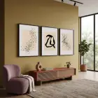 Bej Siyah Soyut Denge 3lü Siyah Çerçeveli Tablo Seti Salon Duvar Tablo Poster Tablo