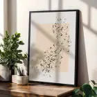 Bej Siyah Soyut Denge 3lü Siyah Çerçeveli Tablo Seti Salon Duvar Tablo Poster Tablo