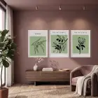 Adaçayı Yaprak Sanatı 3lü Beyaz Çerçeveli Tablo Seti Poster Tablo Resim Çerçevesi Dekoratif Obje