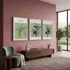 Adaçayı Yaprak Sanatı 3lü Beyaz Çerçeveli Tablo Seti Poster Tablo Resim Çerçevesi Dekoratif Obje