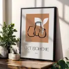 Toprak Tonlu Bohem Çizimler 3lü Siyah Çerçeveli Tablo Seti Bohem Tablo Duvar Tablo Oda Dekorasyonu