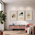 Bohem Minimalist İç Mekan Çizimleri 3lü Ahşap Çerçeveli Tablo Seti Bohem Tablo Poster Tablo Resim