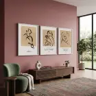 Bohem Minimalist Çizgi Figürler 3lü Beyaz Çerçeveli Tablo Seti Bohem Tablo Salon Duvar Tablo Poster