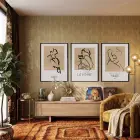 Bohem Minimalist Çizgi Figürler 3lü Siyah Çerçeveli Tablo Seti Bohem Tablo Duvar Tablo Oda