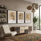 Bohem Minimalist Çizgi Figürler 3lü Siyah Çerçeveli Tablo Seti Bohem Tablo Duvar Tablo Oda