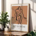 Bohem Figüratif Çizimler 3lü Ahşap Çerçeveli Tablo Seti Bohem Tablo Poster Tablo Duvar Tablo Ev