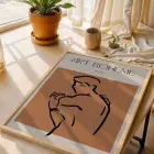 Bohem Figüratif Çizimler 3lü Ahşap Çerçeveli Tablo Seti Bohem Tablo Poster Tablo Duvar Tablo Ev