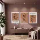 Bohem Figüratif Çizimler 3lü Beyaz Çerçeveli Tablo Seti Bohem Tablo Poster Tablo Duvar Tablo Ev