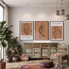 Bohem Figüratif Çizimler 3lü Siyah Çerçeveli Tablo Seti Bohem Tablo Resim Çerçevesi Tablo Salon