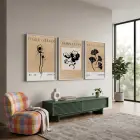 Bohem Botanik Çizimler 3lü Beyaz Çerçeveli Tablo Seti Bohem Tablo Duvar Tablo Oda Dekorasyonu