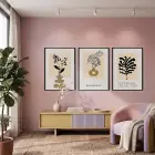 Minimalist Botanik Sanat Seti 3lü Siyah Çerçeveli Tablo Seti Bohem Tablo Poster Tablo Resim