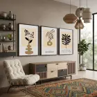 Minimalist Botanik Sanat Seti 3lü Siyah Çerçeveli Tablo Seti Bohem Tablo Poster Tablo Resim