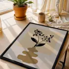 Minimalist Botanik Sanat Seti 3lü Siyah Çerçeveli Tablo Seti Bohem Tablo Poster Tablo Resim