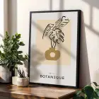 Minimalist Botanik Sanat Seti 3lü Siyah Çerçeveli Tablo Seti Bohem Tablo Poster Tablo Resim
