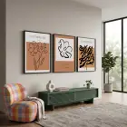 Toprak Tonları Soyut Botanik 3lü Siyah Çerçeveli Tablo Seti Bohem Tablo Duvar Tablo Oda Dekorasyonu