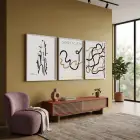 Modern Bohem Akışkan Çizgiler 3lü Beyaz Çerçeveli Tablo Seti Bohem Tablo Duvar Tablo Oda