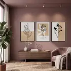 Minimalist Jardin Bitki Seti 3lü Siyah Çerçeveli Tablo Seti Salon Duvar Tablo Poster Tablo