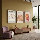 Matisse Dansı ve Doğal Formlar 3lü Ahşap Çerçeveli Tablo Seti Tablo Çerçeve Duvar Dekoru Ev