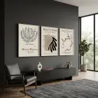 Soyut Çizgiler Bej Sanat Seti 3lü Beyaz Çerçeveli Tablo Seti Salon Duvar Tablo Poster Tablo
