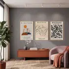 Matisse Esintili Soyut Dans Üçlüsü 3lü Ahşap Çerçeveli Tablo Seti Tablo Çerçeve Duvar Dekoru Ev
