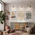 Matisse Esintili Soyut Dans Üçlüsü 3lü Beyaz Çerçeveli Tablo Seti Resim Çerçevesi Tablo Salon