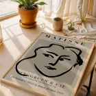 Matisse Esintili Soyut Sanat Üçlüsü 3lü Ahşap Çerçeveli Tablo Seti Salon Duvar Tablo Poster Tablo