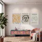 Matisse Esintili Soyut Sanat Üçlüsü 3lü Beyaz Çerçeveli Tablo Seti Resim Çerçevesi Tablo Salon