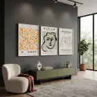 Matisse Esintili Soyut Sanat Üçlüsü 3lü Beyaz Çerçeveli Tablo Seti Resim Çerçevesi Tablo Salon