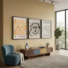 Matisse Esintili Soyut Sanat Üçlüsü 3lü Siyah Çerçeveli Tablo Seti Salon Duvar Tablo Poster Tablo