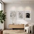 Modern Soyut Silüetler 3lü Beyaz Çerçeveli Tablo Seti Resim Çerçevesi Tablo Salon Aksesuarları
