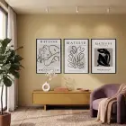 Modern Soyut Silüetler 3lü Siyah Çerçeveli Tablo Seti Resim Çerçevesi Tablo Salon Aksesuarları