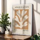 Soyut Formlar Toprak Palet 3lü Beyaz Çerçeveli Tablo Seti Salon Duvar Tablo Poster Tablo